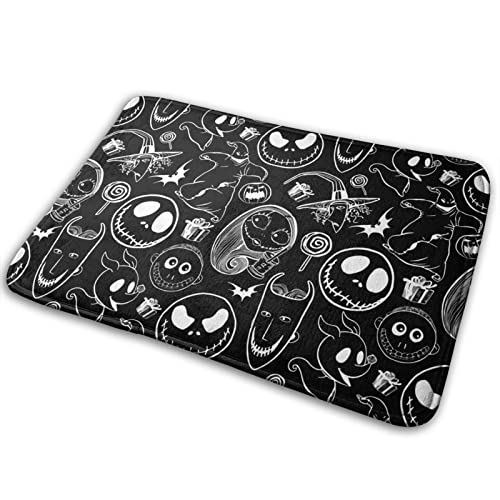 Scary Christmas Bath Mats Carpet Black 15.7" X 23.5 Inch Bathroom Rugs for Bathtub Funny Bathroom Decor Cute Plush Cozy Velvet Bathtub Mat Water Absorbent Non Slip Bath Mat