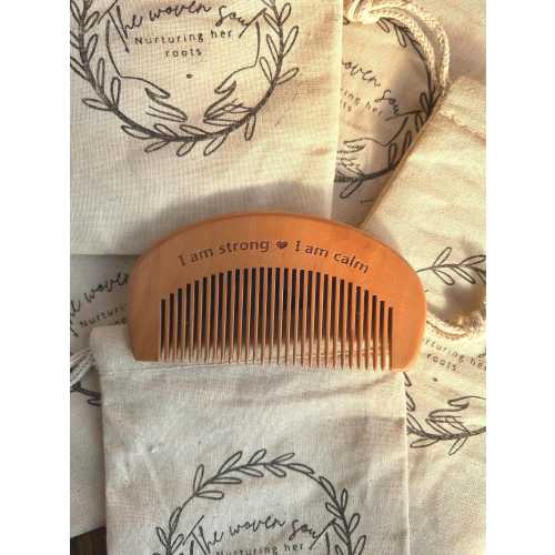 Birthing Comb with bag, Labour Aid, Anti Anxiety Tool, Acupressure Comb, wood Comb, Positive affirmation, engraved comb, doulas & mothers.
