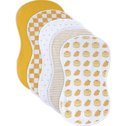 sleepyturtle Pack of 5,Baby Burp Cloths,Soft and Absorbent,Unisex,Easy to Use (Yellow-mg)