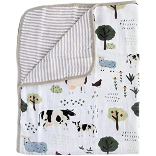 Red Rovr 100% Certified Organic Cotton Muslin Baby Blanket | Multi-Layer Muslin Quilt | Newborn & Toddler | Soft, Lightweight | Nursery, Stroller | Machine Wash | 30" x 40" | Family Farm