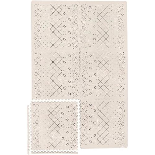 Yay Mats Stylish Extra Large Puzzle Play Mat, Thick, Soft, Non - Toxic Foam Covers 6 ft x 4 ft. Expandable Tiles with Edges - EVA Foam Play Mat for Floor (Carter Mudcloth Tan)