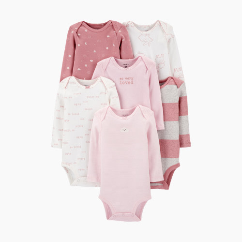 Carter's Long-Sleeve Original Bodysuits (6 Pack) - Pink, 6M