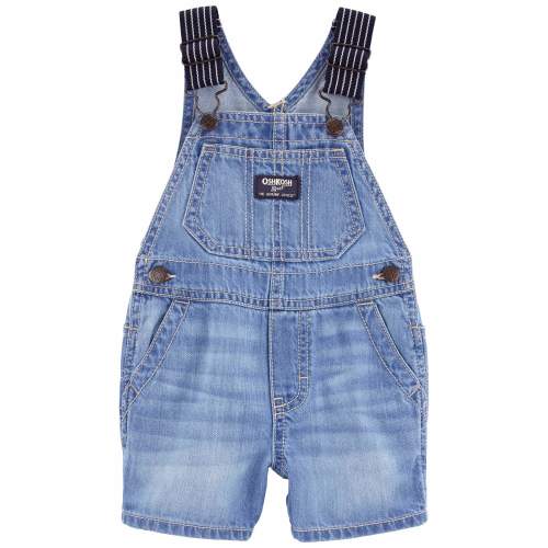 Baby Denim Shortalls: Hickory Stripe Strap Remix - Style,Blue