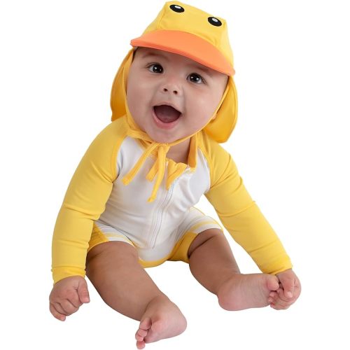 Cuddle Club Baby and Toddler One-Piece Swimsuit | UPF 50+ All-Day UV Protection Infant Sunsuit - 3-6 Months - Duck - Yellow