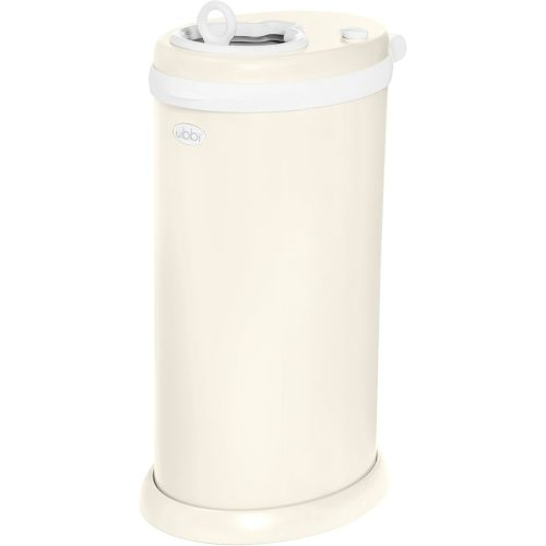 Ubbi Stainless Steel Diaper Pail, Odor Locking, No Special Bag Required, Award-Winning, Registry Must-Have, Matte Ivory
