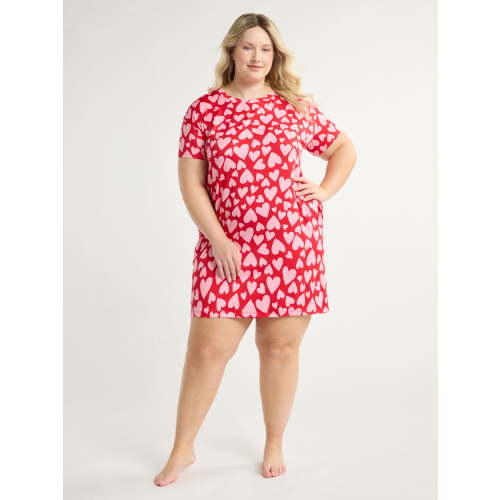 Joyspun Women's Dreamy Soft Collection Sleepshirt with Short Sleeves, Sizes S/M-2X/3X