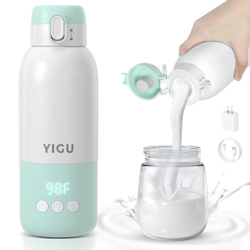 Portable Travel Bottle Warmer, 13500mAh Battery, 80W Fast Heating of Breast Milk and Formula, 12 oz Large Capacity, with 18W Fast Charging Adapter, Precise Temperature Control, Leak-Proof