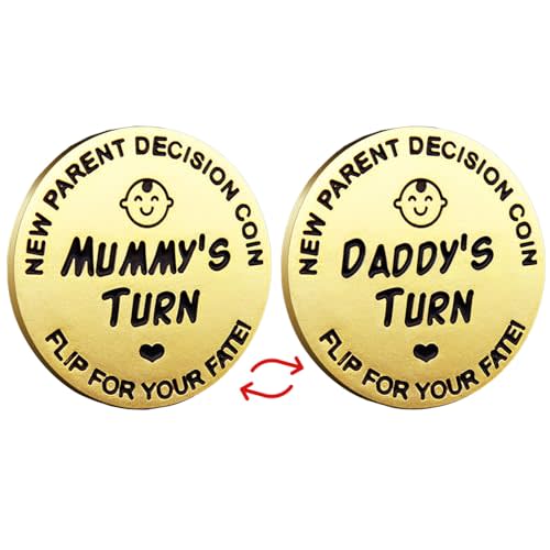 Fathers Day New Baby Gifts for Parents,Double-Sided Decision Coin Gift for New Mom & Dad,Funny Baby Shower Gifts for Couple,Gifts for Pregnant Women as Halloween Thanksgiving Christmas Gift,A-Gold