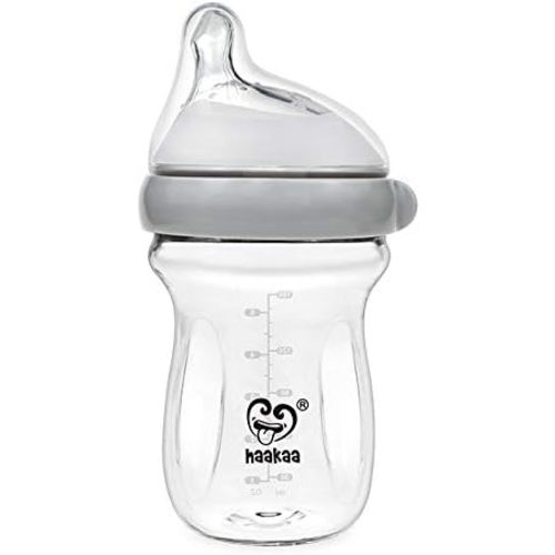 Haakaa Generation 3 Glass Baby Bottle 6 oz/160 ml, 1 PK (Grey)