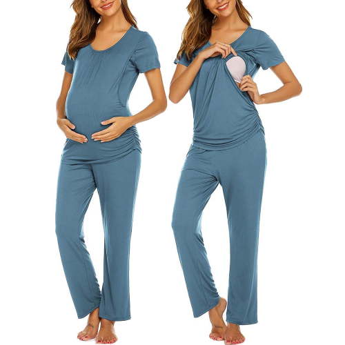 Avidlove Maternity Nursing Pajama Sets Labor Delivery Pjs Louge Set Breastfeeding Pajamas Short Sleeve Top & Pants Pregnancy Sleepwear Set