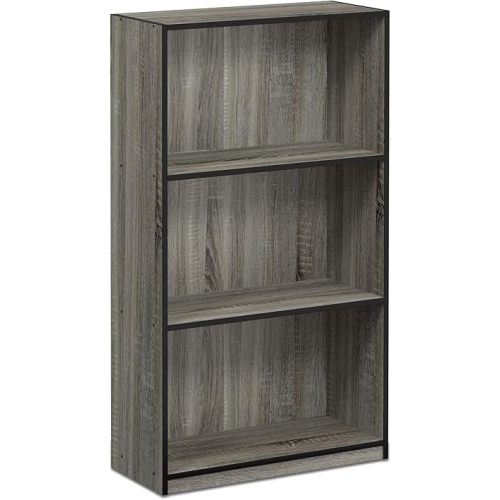 Furinno Basic 3-Tier Bookcase Storage Shelves, French Oak Grey