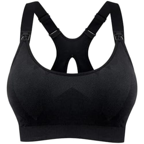 HOFISH Nursing Bras for Breastfeeding, Medium Support Nursing Sports Bra Wireless Comfort Maternity Bra