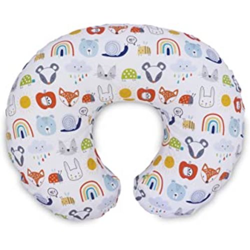 Boppy Nursing Pillow Cover Colorful Animals and Rainbows Cotton Blend Fabric Fits Boppy Bare Naked Original and Luxe Breastfeeding Pillow Awake Time Only
