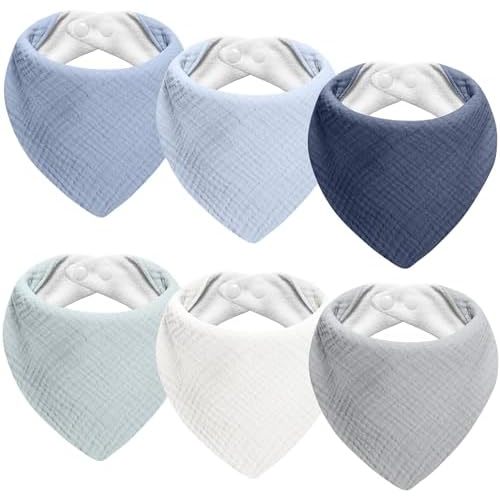 Muslin Baby Bibs 6-Pack Baby Drool Bandana Bibs for Baby Girls Boys Infant Newborn Toddler Drooling and Teething