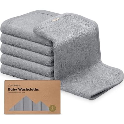 6-Pack Baby Washcloths - Soft Viscose Derived from Bamboo Washcloth, Baby Wash Cloths, Baby Wash Cloth for Newborn, Kids, Bath Baby Towels, Face Towel, Face Cloths for Washing Face(Cool Gray)
