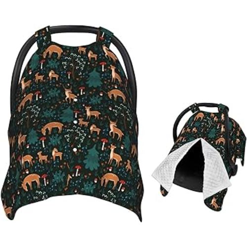 Deers Forest Mushroom Baby Car Seat Canopy Nursing Cover for Newborn Car Seat Breastfeeding Covers Blanket Newborn Shower Gift
