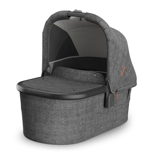 UPPAbaby Bassinet V3 - Compatible with Vista, Cruz, Ridge Strollers - Overnight Sleep Solution - Mattress, Sheet and Bug Shield Included - Greyson (Charcoal Mélange/Carbon Frame)