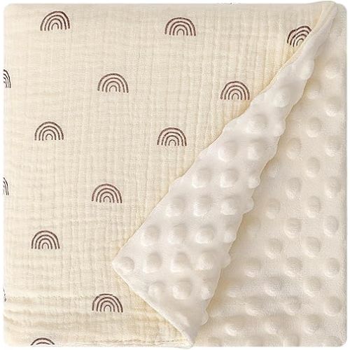 Edredón reversible para cama de bebé, 100 % muselina de algodón, parte delantera, suave y con lunares, para recién nacidos, niños y niñas.