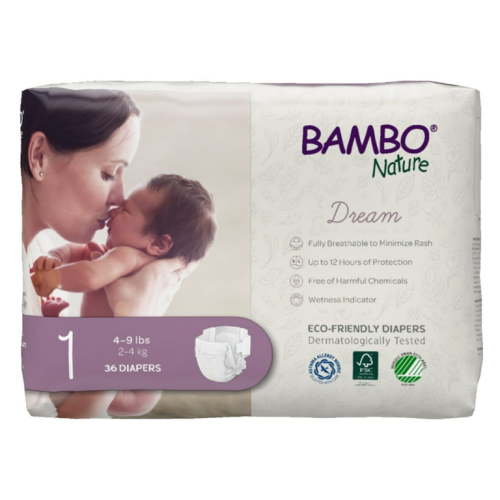 Bambo Nature, Disposable Diapers, Super Absorbent, Size 1, 4-11 lbs, 36 Count, 3 Packs, 108 Total