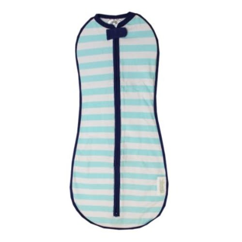 The Original Woombie Baby Cocoon Swaddle (Big Baby (14-19 lbs), Aqua Stripe)