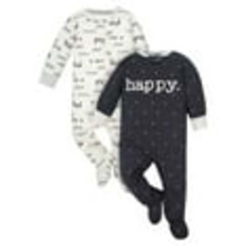 Wonder Nation Baby Neutral Zip Up Sleep ‘N Play Footed Pajamas, 2-Pack, Sizes Newborn - 6/9 Months