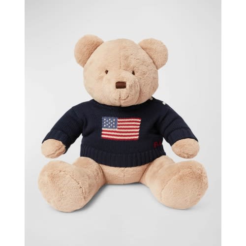Kid's Large Flag Sweater Plush Polo Teddy Bear