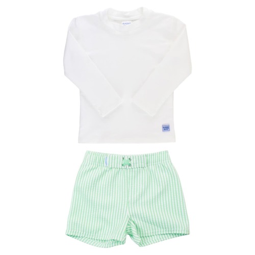 Long Sleeve Two-Piece Rashguard Swimsuit, 3-6M