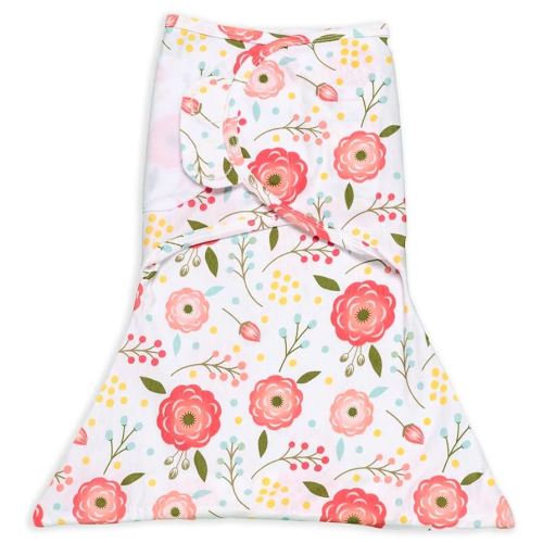 SleepingBaby Zippy Swaddle - Cozy Baby Swaddle Blanket with Convenient Bottom Zipper for Easy Diaper Changes - Pink Poppy - Small/Medium