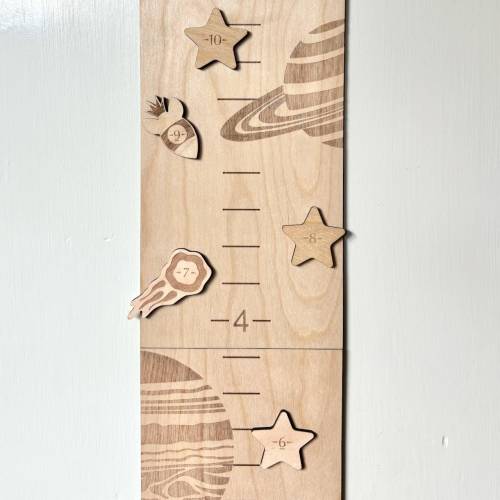 Personalized Wooden Growth Chart w/ Height Markers,Wood Height Chart,Personalized Gift,Solar System Wall Decor,Space Theme