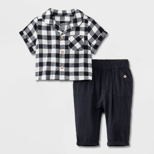 Baby Boys' Gauze Top & Bottom Set - Cat & Jack™, Color: Black/White, Size: 6-9M