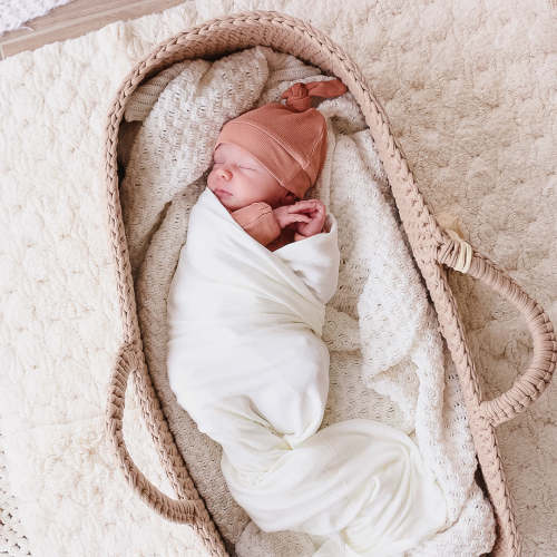 Pearl White Ribbed Bamboo Knit Swaddle
