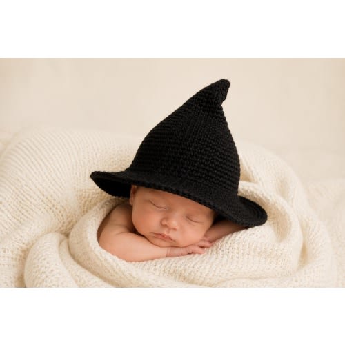 Crochet Newborn Witch Wizard Hat for Halloween Costume, Witchy Baby Shower Gift