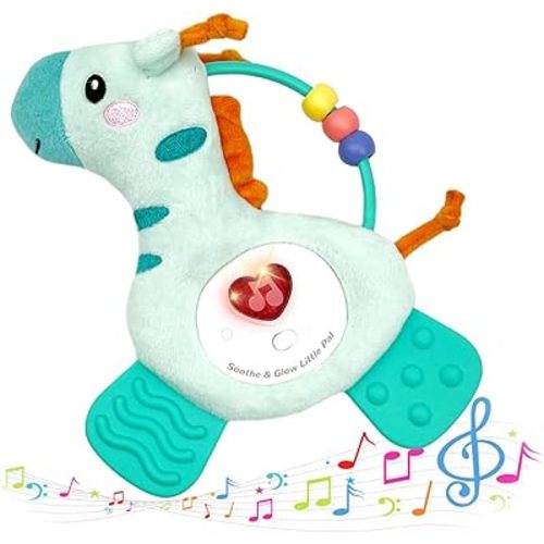 Baby Musical Activity Soft Toys with Sound & Light, Sensory Toys for Infant Developmental with Teether, Rattle and Textures, Soft Plush Toy for Newborn Gift 6 to 12 Months (Giraffe)