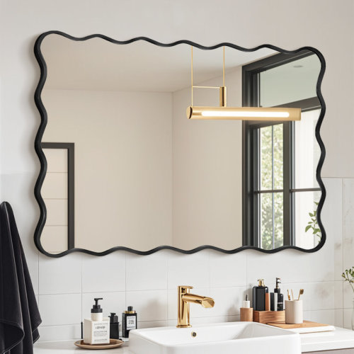 Mercer41 Wavy Metal Framed Rectangle Wall Mirror & Reviews | Wayfair