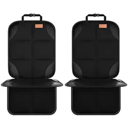Car Seat Protector, Smart eLf 2Pack , Protect Child Seats with Thickest Padding and Non-Slip Backing Mesh Pockets for Baby and Pet - Black
