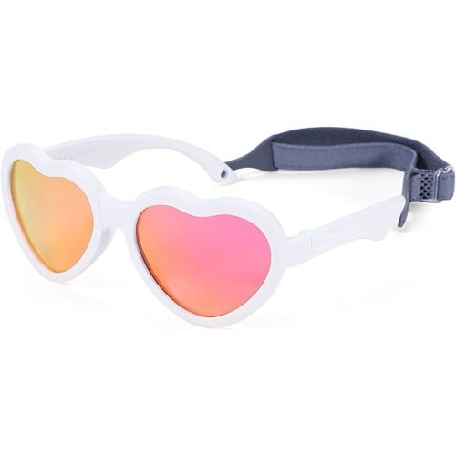 Flexible Heart Shaped Baby Polarized Sunglasses with Strap Adjustable Toddler & Infant Age 0-24 Months