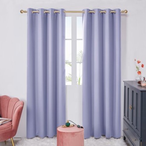 Deconovo Blackout Curtains for Living Room Thermal Insulated Room Darkening Grommet Curtains 52x84 inch Light Purple Set of 2 Panels