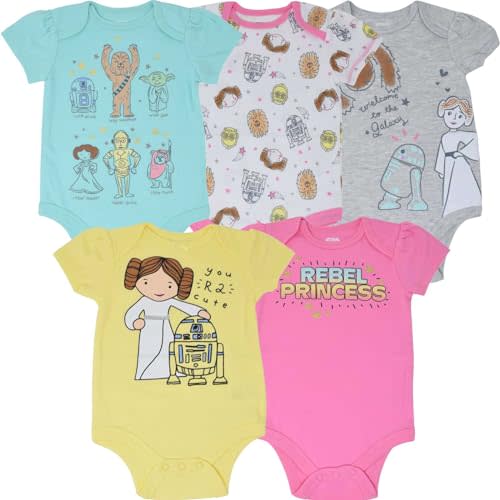 STAR WARS The Mandalorian The Child 5 Pack Short Sleeve Baby Bodysuits Newborn to Infant