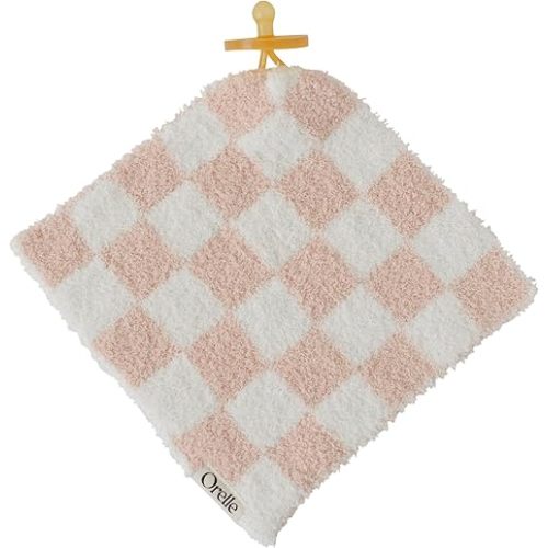 Orelle Baby Checkered Pacifier Lovey Blanket | Soft Pacifier Holder | Plush Loveys for Babies | Crib Pacifier Catcher | Essential Pacifier Not Included | Pink