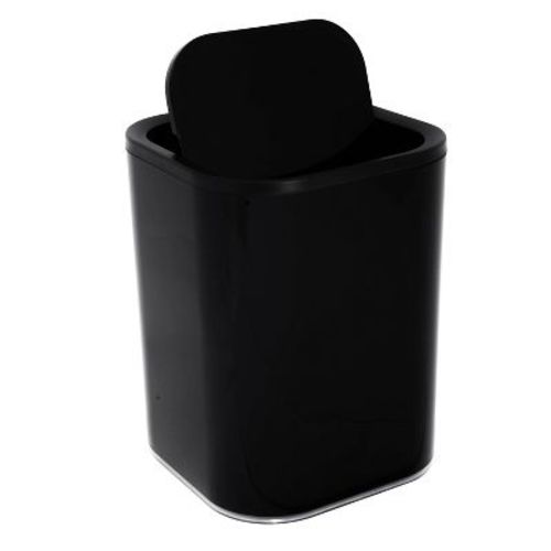 Acrylic Square With Rounded Edges Bathroom Waste Basket Black - Bath Bliss