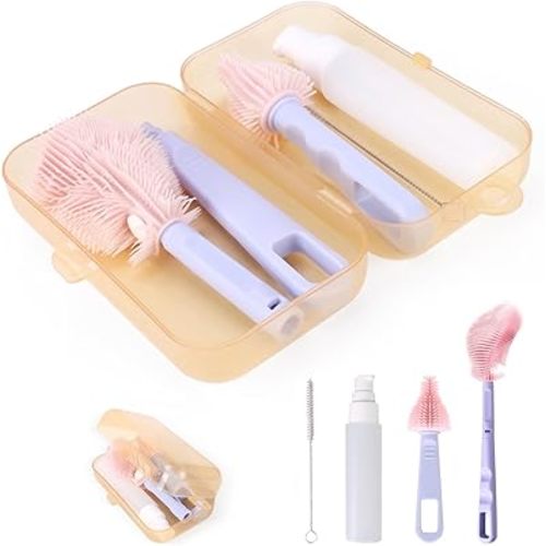 KEUYE Breast Pump Cleaning Brush Kit, BPA Free Bottle Nipple Straw Cleaner Set for Haakaa Momcozy Lansinoh Willow Breast Pump Wipes