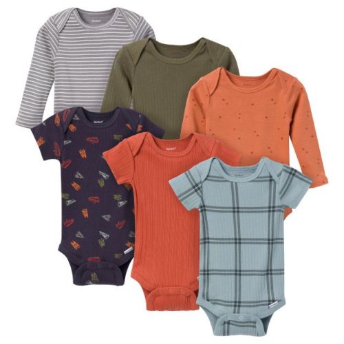 Gerber Baby Boys' 6-pack Onesies Bodysuits, Blue Plaid, Newborn