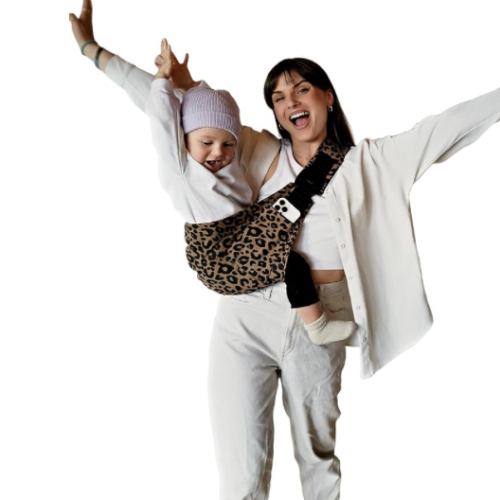 Toddler Carrier | Baby Sling Wrap - Adjustable Premium Cotton - 8 Months to 4 Years - 10-45 lbs (Brown Leopard)