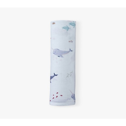 Narwhal Organic Muslin Swaddle | Pottery Barn Kids