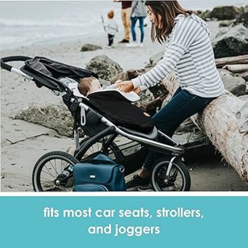 JJ Cole Bundle Me Winter Baby Car Seat Cover and Bunting Bag - Original - Sherpa Lined Weather Resistant Baby Carrier and Stroller Cover - Stroller Accessories and Winter Baby Essentials - Black - Infant