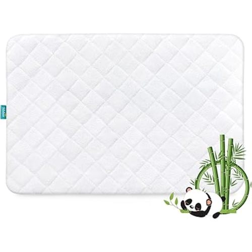 Waterproof Pack and Play Mattress Pad Cover, Pack and Play Mattress Protector Sheets Fitted, Viscose Terry Surface, Ultra Soft and Skin-Friendly, Washer & Dryer Friendly, White