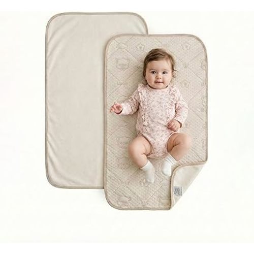 Cotton Baby Diaper Changing Mat - Waterproof & Portable Diaper Changing Pad for Baby Travel or Home, Foldable Mat Fits Perfectly in Diaper Bag, 27 x 20 inches