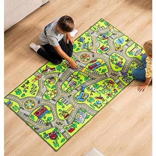 ToyVelt Kids Carpet Playmat Car Rug – Educational Road Traffic Carpet Multi Color Play Mat - X-Large 71" x 39" Best Kids Rugs for Playroom & Kid Bedroom – for Ages 3-12 Years Old