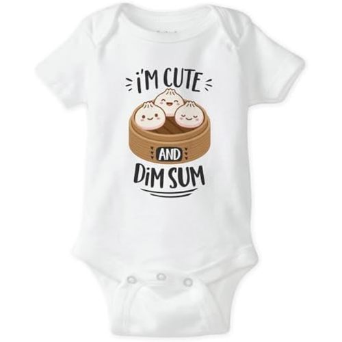 Puddle Kickers Bao Dim Sum Dumplings Baby Bodysuit, Asian Inspired Baby Romper, Soft One-Piece Infant Creeper