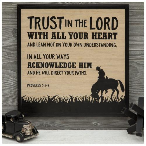 Proverbs 3:5-6 Cowboy Wood Wall Decor